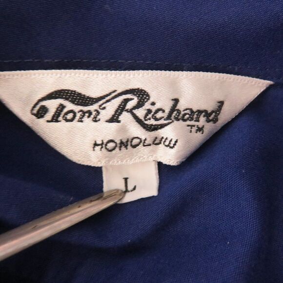 Vintage Tori Richard Aloha Hawaiian Shirt Outrigger Canoe Embroidered Epaulets - Picture 7 of 10